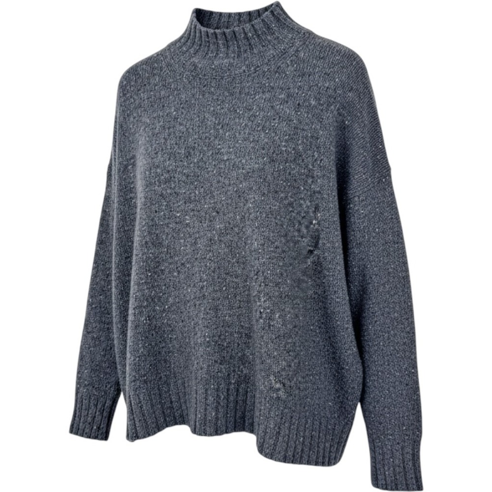 J.Crew Relaxed Turtleneck Donegal Merino Wool Alpaca Sweater Gray L